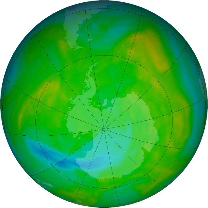 Antarctic ozone map for 05 December 2002